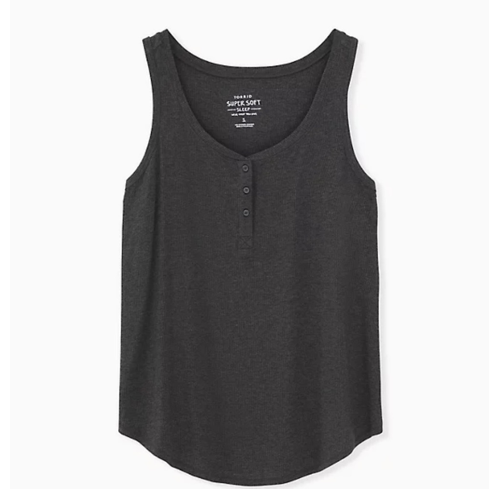 Torrid Rib Henley Sleeveless Sleep Tank - Picture 3 of 4
